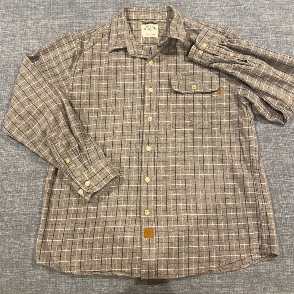 Customized Version Men's Plaid Flannel Shirt Long Sleeve Button Up Size L